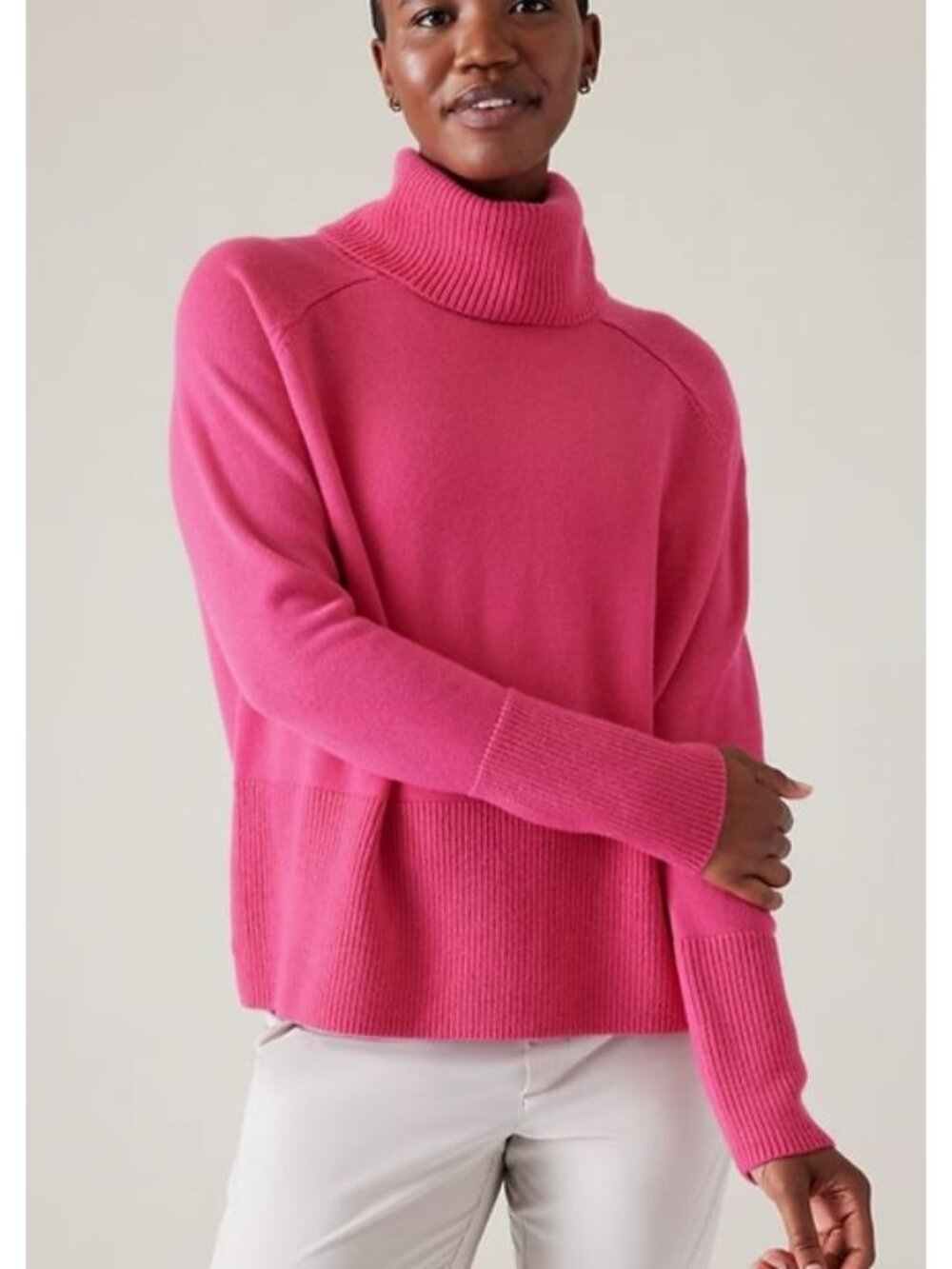 ATHLETA alpine turtleneck sweater in tulip pink size M